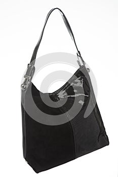 Women`s leather black handbag