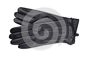 Women`s leather gloves isolated