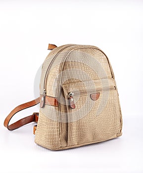 Women`s leather mini backpack-bag. Casual backpack for girls.