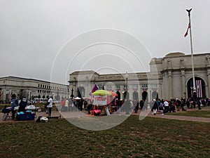 Women`s March, Vendors at Union Station, Trump and Obama Souvenirs, Washington, DC, USA