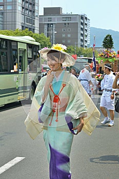Kimono women's parade of Gion festival, Kyoto Japan.