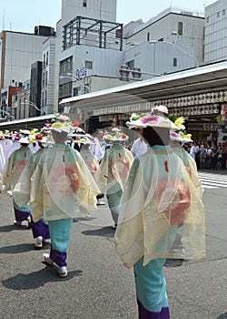 Kimono women's parade of Gion festival, Kyoto Japan.