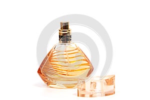 Women`s perfume in beautiful bottle isolated on white