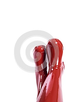 Women's Red Shiny Rubber Boots #2