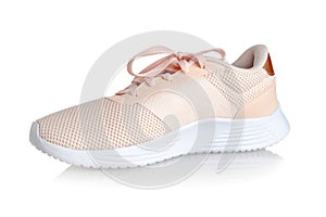 Women`s running shoes, pink, cross fitness, light for sports, isolated on a white