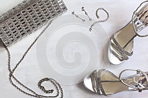 Women's set of fashion accessories in silver color