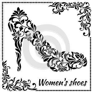 Women`s shoe from a floral ornament