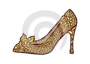 Women`s Shoes With Decorative Ornament.