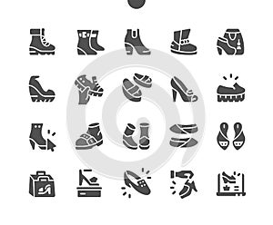 Women`s shoes Well-crafted Pixel Perfect Vector Solid Icons