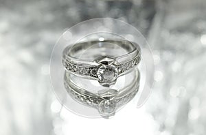 Women's silver ring with a diamond