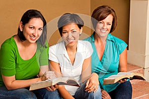 Women`s small group Bible Study. Multicultural small group.