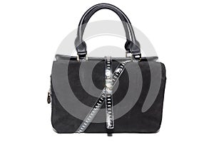 Women`s suede bag of black color