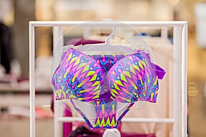 Women`s swimsuits for sale at a seaside shop. Advertise, Sale, Fashion concept