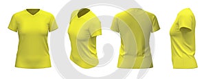 Women's T-shirt template, from four sides, isolated