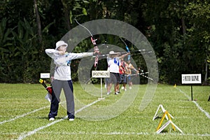 Women's Team Archery Action