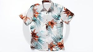 Women\'s Tropical Shirt: White And Brown, Genderless, Highly Detailed Foliage