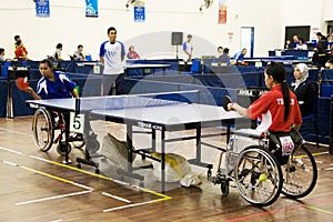 Women's Wheelchair Table Tennis Action