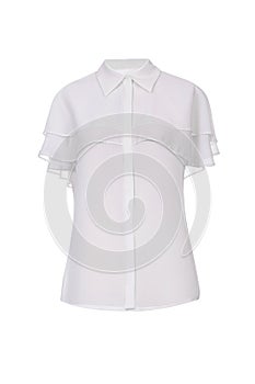 Women`s white  blouse on a white background