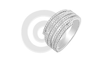 Women`s white gold ring with diamonds  isolated on a white background