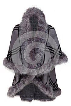 Women`s winter cape with faux fur