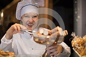 Women selling tarts and sweet pastry