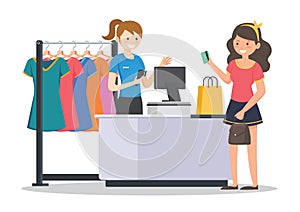 Women shopping vector