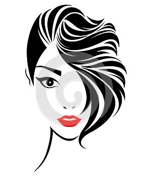 Women short hair style icon, logo women face photo