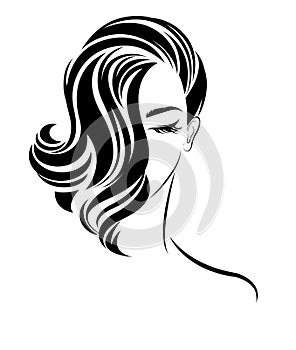 Women shot hair style icon, logo women on white background