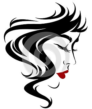 Women shot hair style icon, logo women on white background