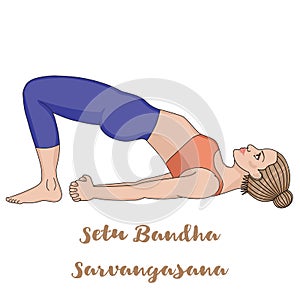 Women silhouette. Bridge Yoga Pose. Setu Bandha Sarvangasana