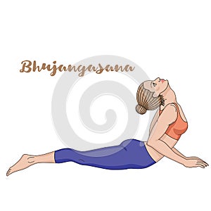 Women silhouette. Cobra yoga pose. Bhujangasana