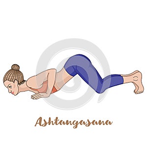 Women silhouette. Eight-Limbed Yoga Pose Ashtangasana photo