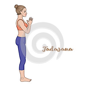 Women silhouette. Mountain yoga pose. Tadasana photo