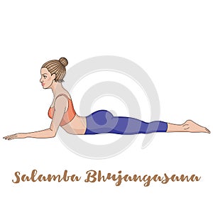 Women silhouette. Sphinx yoga Pose. Salamba Bhujangasana.