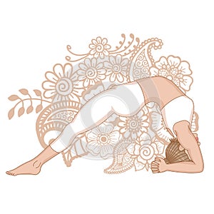 Women silhouette. Upward Facing Two-Foot Staff Yoga Pose. Dwi Pada Viparita Dandasana