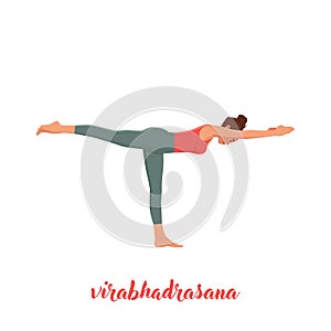 Women silhouette. Warrior 3 yoga pose. Virabhadrasana 3 Vector illustration