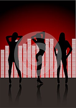 women silhouettes in club