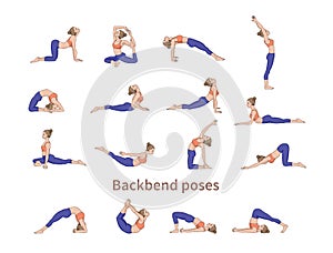 Women silhouettes. Collection of yoga poses