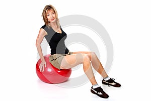 Women sitting on an excerise ball