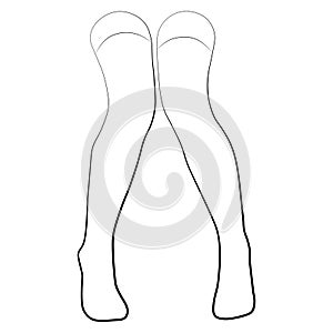 Women stocking outline simple minimalist vector icon. Female legs. Outline attractive foot, vector illustration. Woman