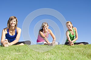 Women stretching before exercise