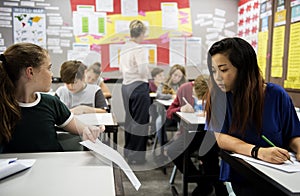 Women students cheating the exam