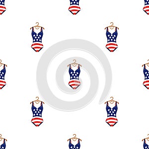 Women swimsuit closed with the flag of America. Swimsuit for the patriots.Swimcuits single icon in cartoon style vector