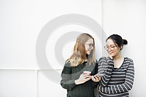 Women Talking Friendship Connection Technology Concept