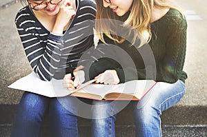 Women Talking Friendship Studying Brainstorming Concept