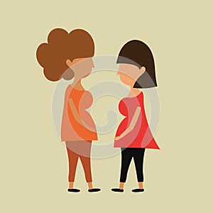 Women talking to each other. Vector illustration decorative design