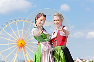 Women in traditional Bavarian clothes on festival