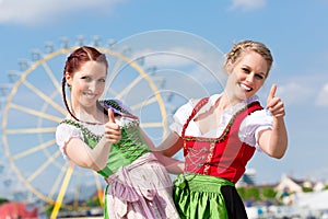 Women in traditional Bavarian clothes on festival