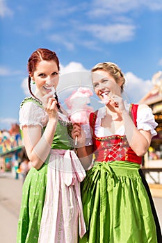 Women in traditional Bavarian dirndl on festival