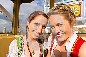 Women in traditional Bavarian dirndl on festival
